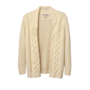 Banana Republic Italian Yarn Cream Cable Knit Cardigan with Pockets